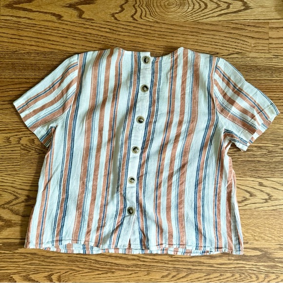 Madewell Boxy Button-Back Top in Haines Stripe - Rust, White, Blue - Medium - Picture 5 of 6